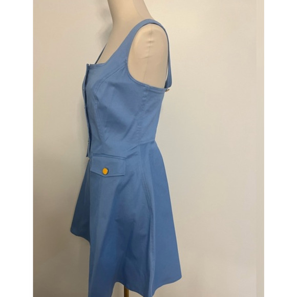 Color Me Courtney Alle Sky Blue Utility Dress 4 Jumper Button Retro Pinup Button - Picture 8 of 8